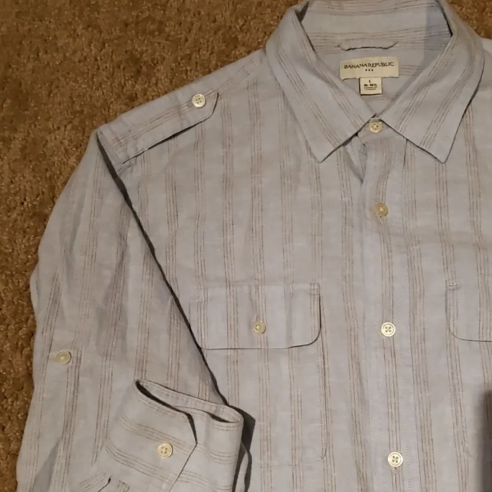 Banana Republic Mens Epaulet Dress Shirt L